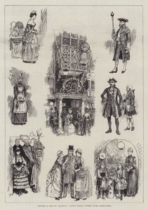 Schetsen bij de Old Marybone Gardens Bazaar, Portman Rooms, Baker-Street
